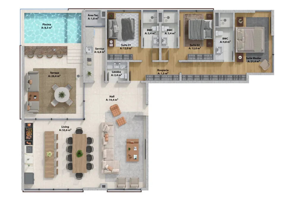 Apartamento 3 quartos para reserva no bairro Praia do Estaleiro em Balneário Camboriú